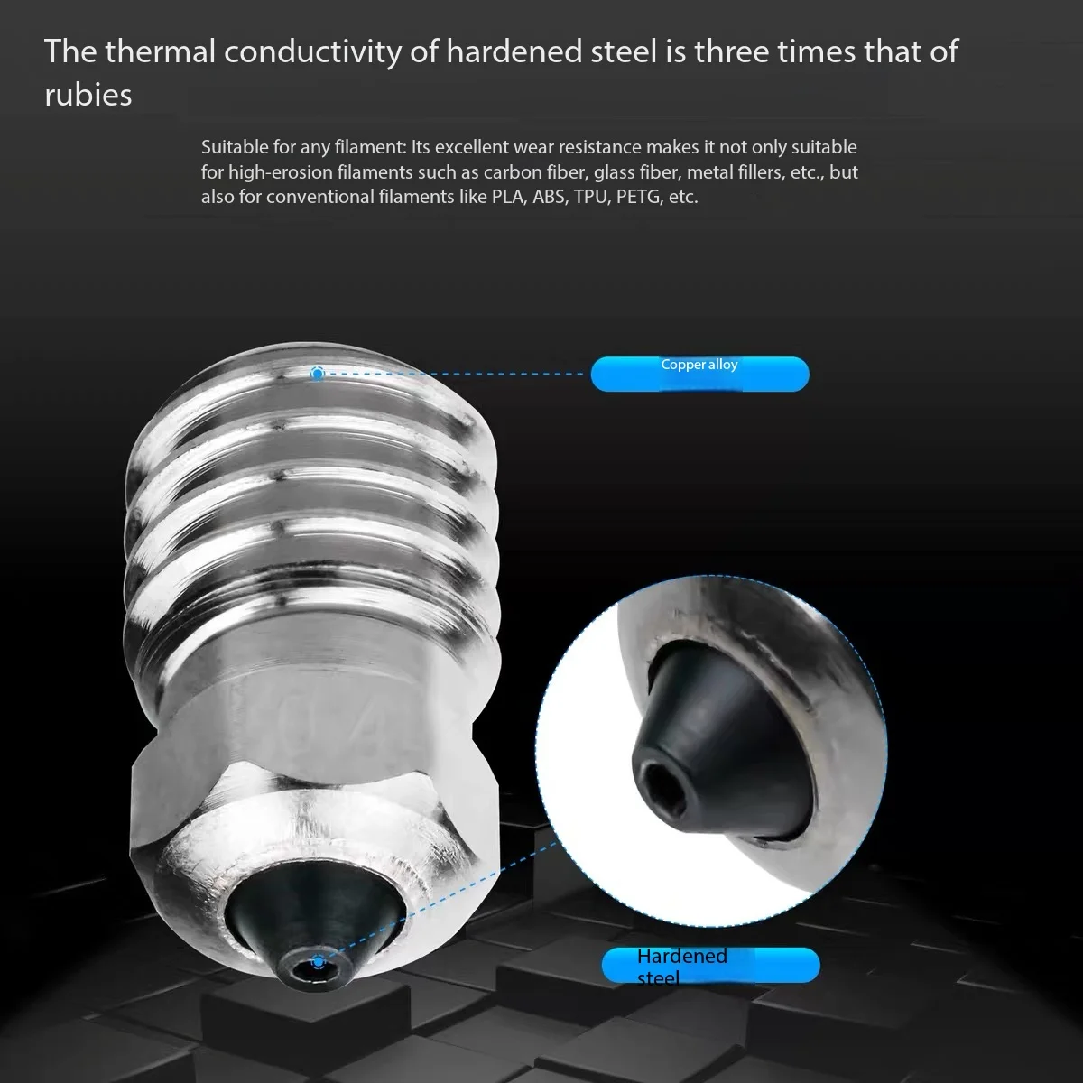 Bambu Lab X1 & P1 Series Bimetallic Nozzle CuCrZr HS High Temperature Wearproof Upgrade 3D Printer Replacement Print