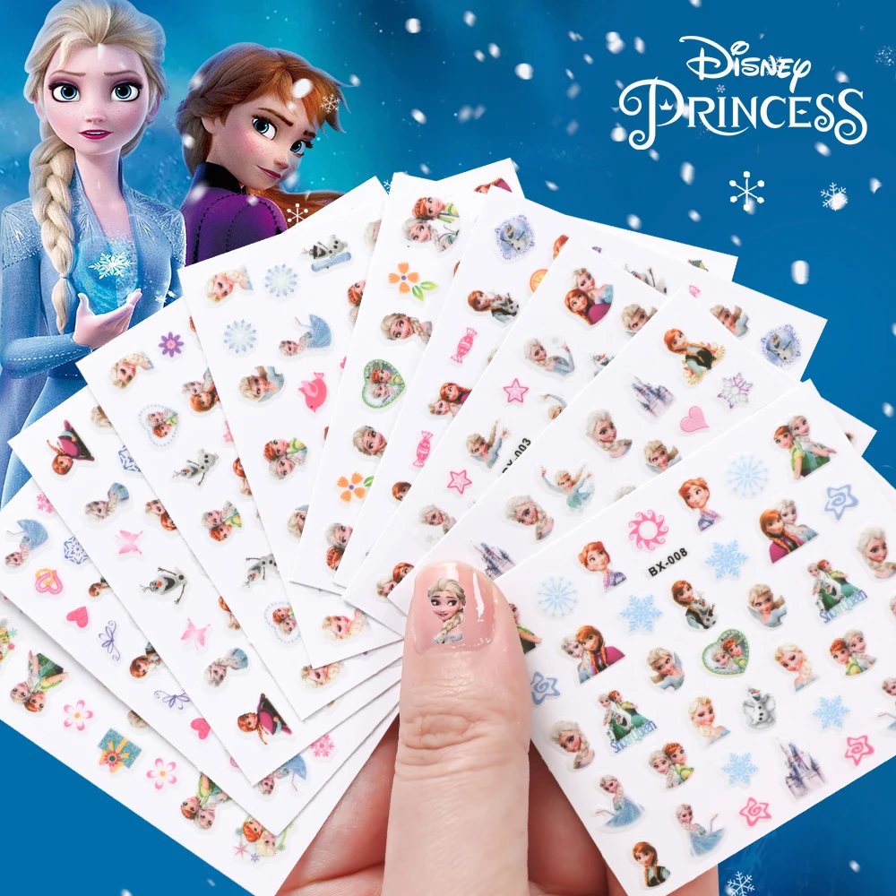 Autocollants pour ongles princesse Disney, 30 pièces, Design blanc neige la reine des neiges, décalcomanies pour ongles, personnage de dessin animé Kawaii, décoration pour Nail Art, DIY bricolage