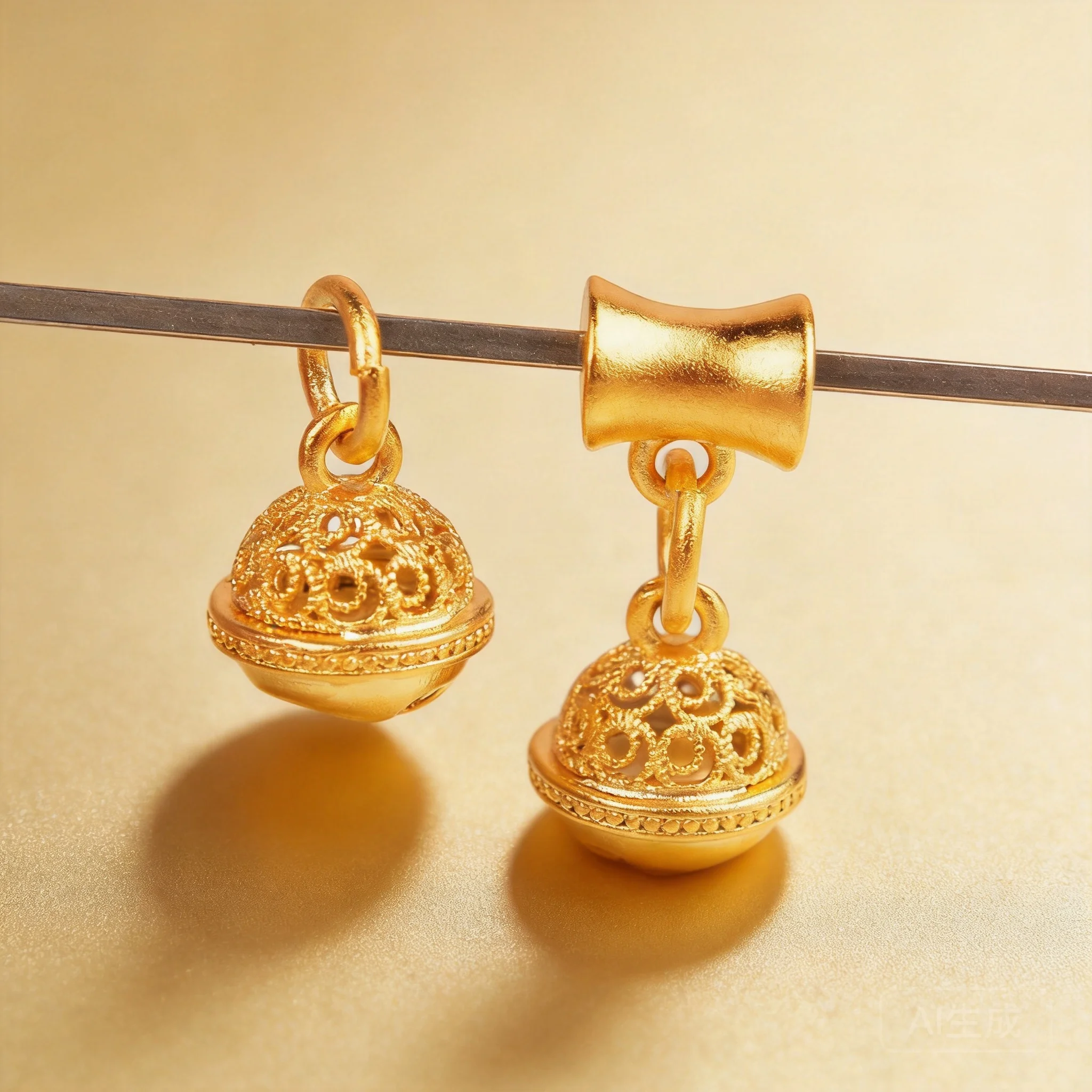 Chinese Style Lucky Hollow Scroll Sand Gold Bell Charms Retro Blessing Pendant For Diy Bracelet Necklace Jewelry Making Supply