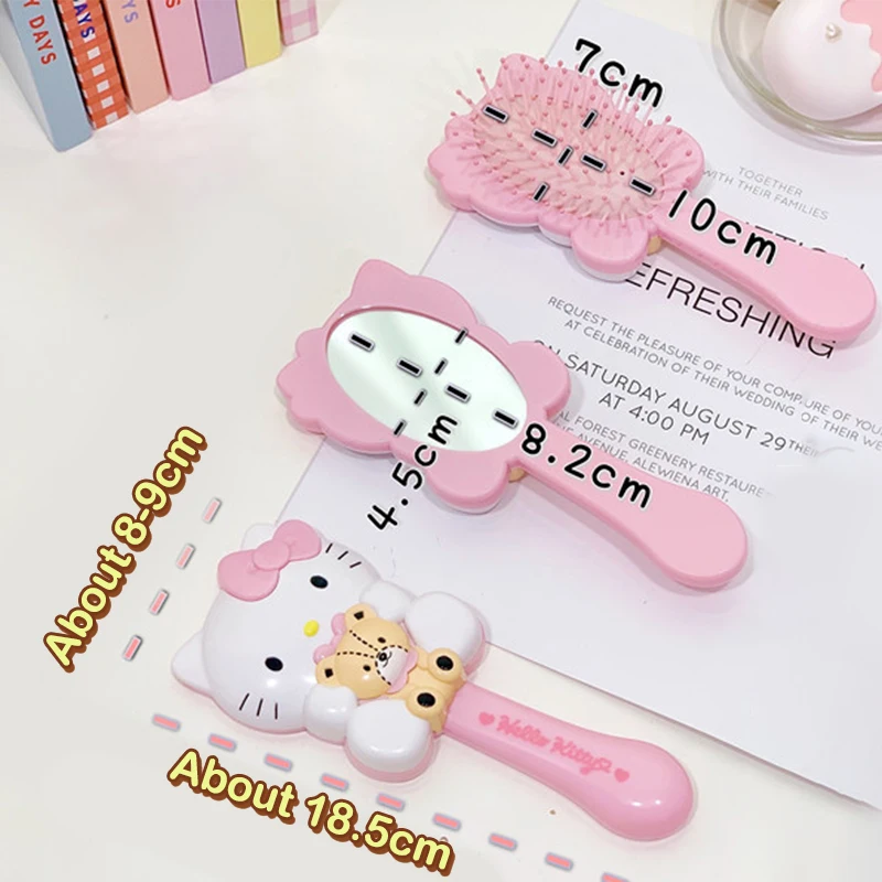 Sanrio-Espejo de maquillaje de mano para mujer, peine de Airbag de masaje de dibujos animados, herramienta de belleza portátil, peine de pelo Kawaii, regalos de vacaciones