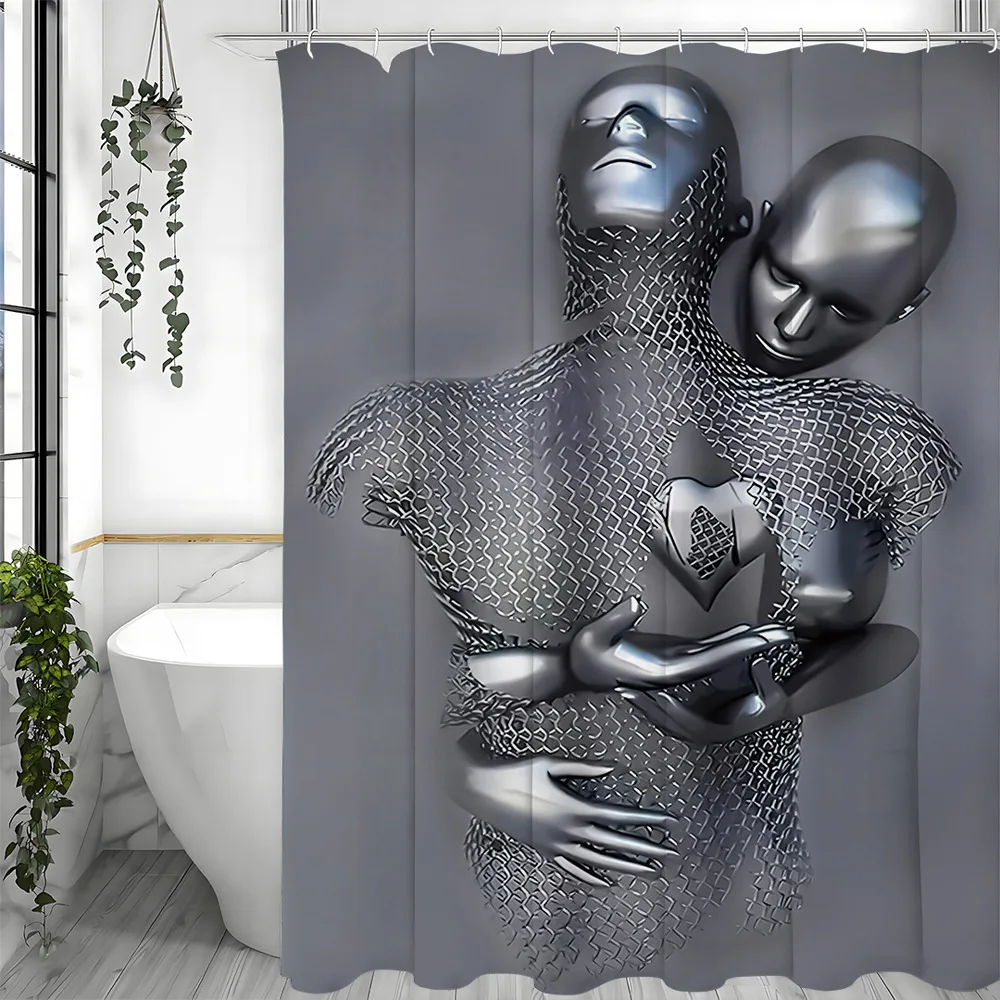 Creative abstract ironman love Shower Curtain Washable Dirt-Resistant Shower Head waterproof Polyester Bath Curtain
