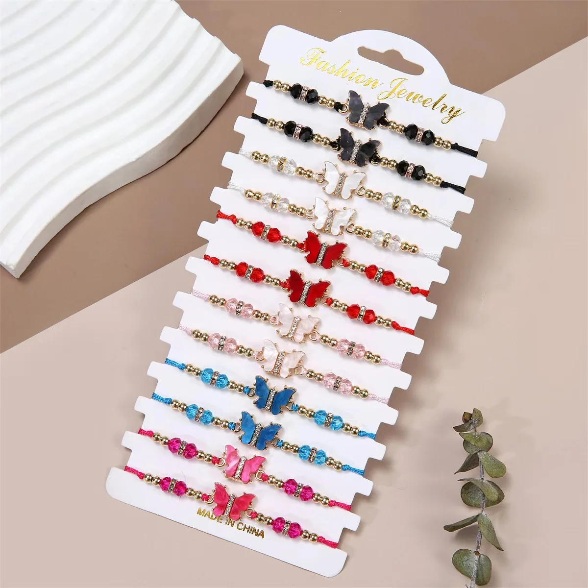 

New Water Diamond Crystal Multicolor Butterfly Crystal Beaded Bracelet Fashion Women's Personalized Party Weaving Bracelet