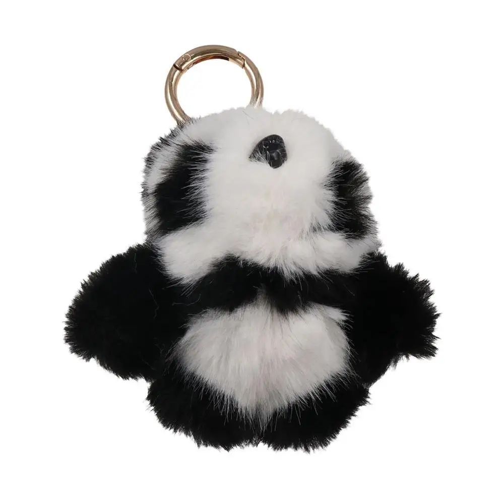 

Imitation Mink Fur Panda Furry KeyChain Bag Decoration Plush Toys Small Panda Plush Doll Animal Dolls Metal Ring