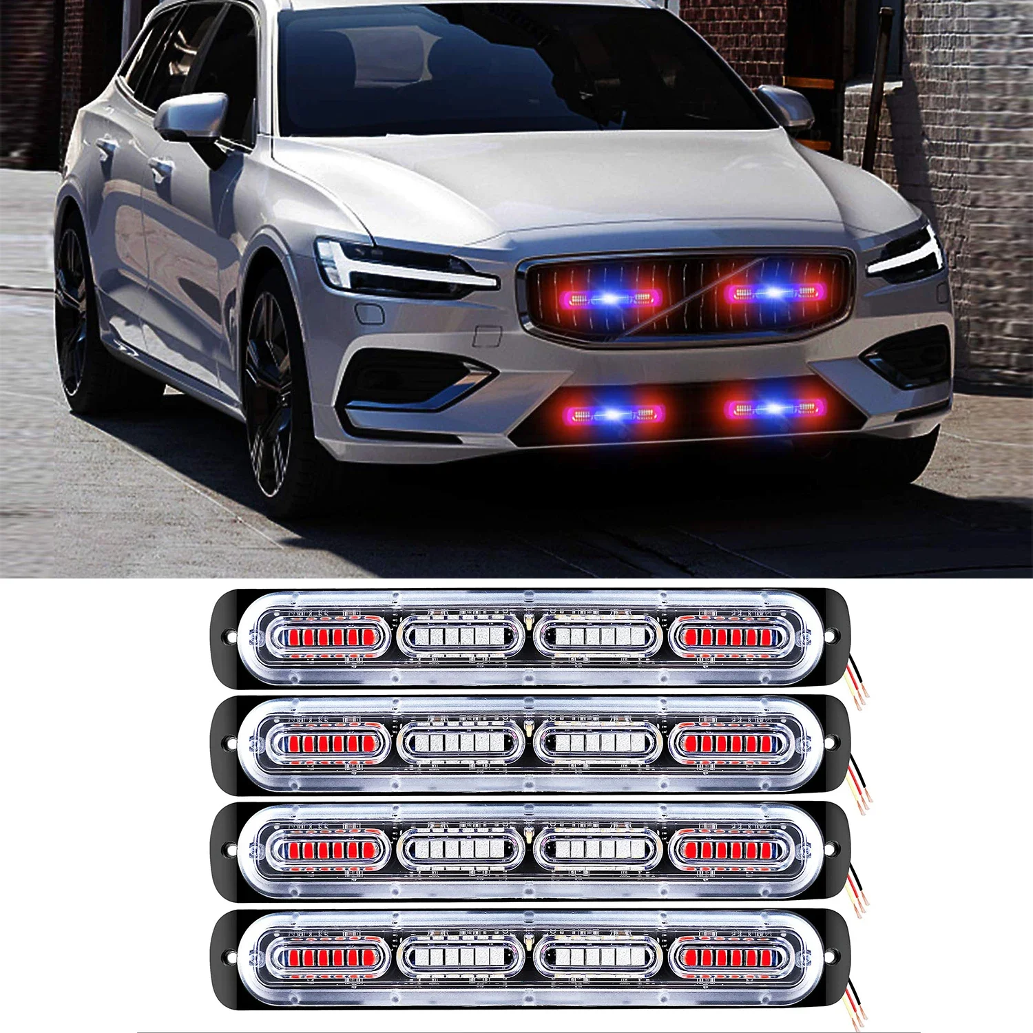 

96LED Car Emergency Strobe Lights Grill Hazard Warning Signal Lights for Trailer Truck Flashing Lights Side Police Lamp 12V-24V