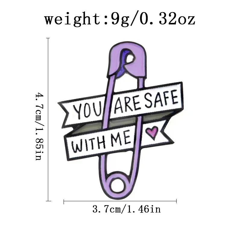 أنت آمن معي المينا دبابيس مضحك ورقة كليب دبوس ظهره الملابس دبابيس الزخرفية مجوهرات هدايا اكسسوارات