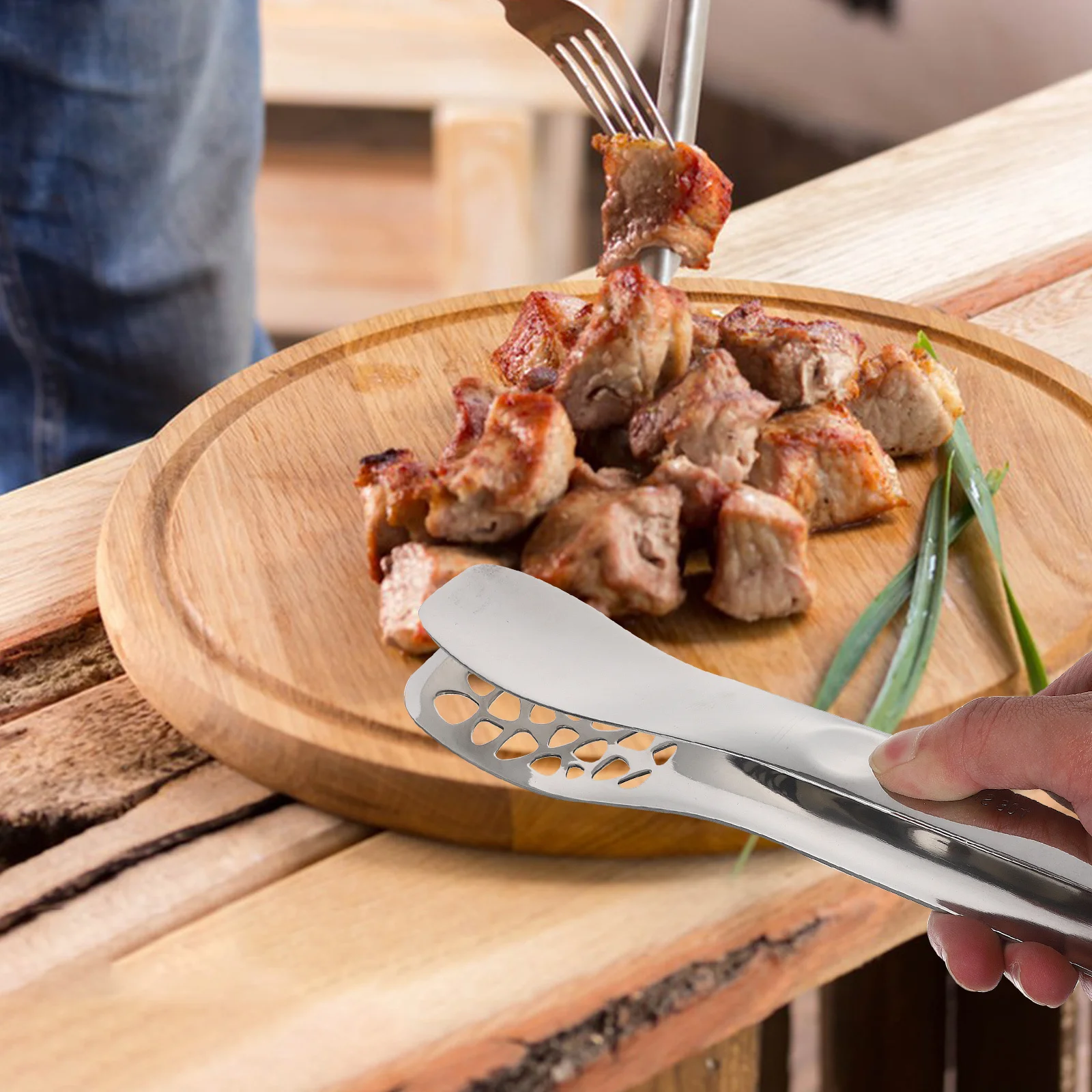 

Stainless Steel Food Tong Multipurpose Barbecue Clip Anti Slip Good Elasticity Hotel Restaurant Breakfast