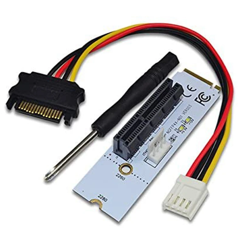 NGFF M.2ไปยัง PCI-E 4เท่าไรเซอร์การ์ด M2คีย์ M ไปยัง PCIe อะแดปเตอร์ X4พร้อมไฟ LED แสดงสถานะแรงดันไฟฟ้าสำหรับการทำเหมืองบิตคอยน์