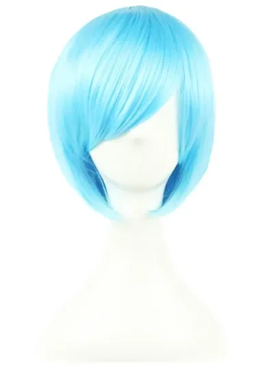 

Wavy Sky Blue Hair Synthetic Heat Resistant Carnival Halloween Costume Cos-play Hairpiece Short Bob Wig