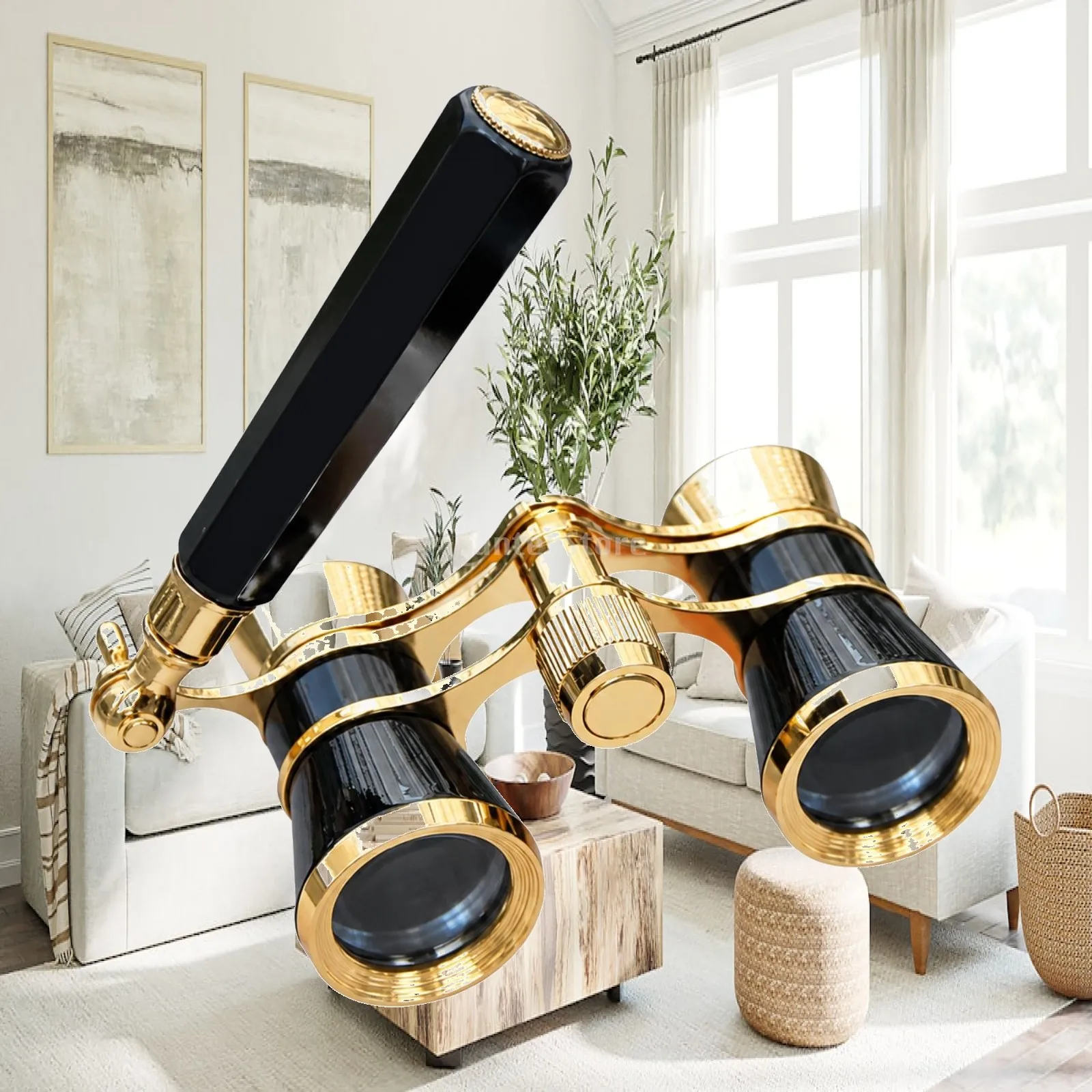 Metal Opera Glass Binocular Telescope for Theater Events with Rounded Lenses and Portable Size