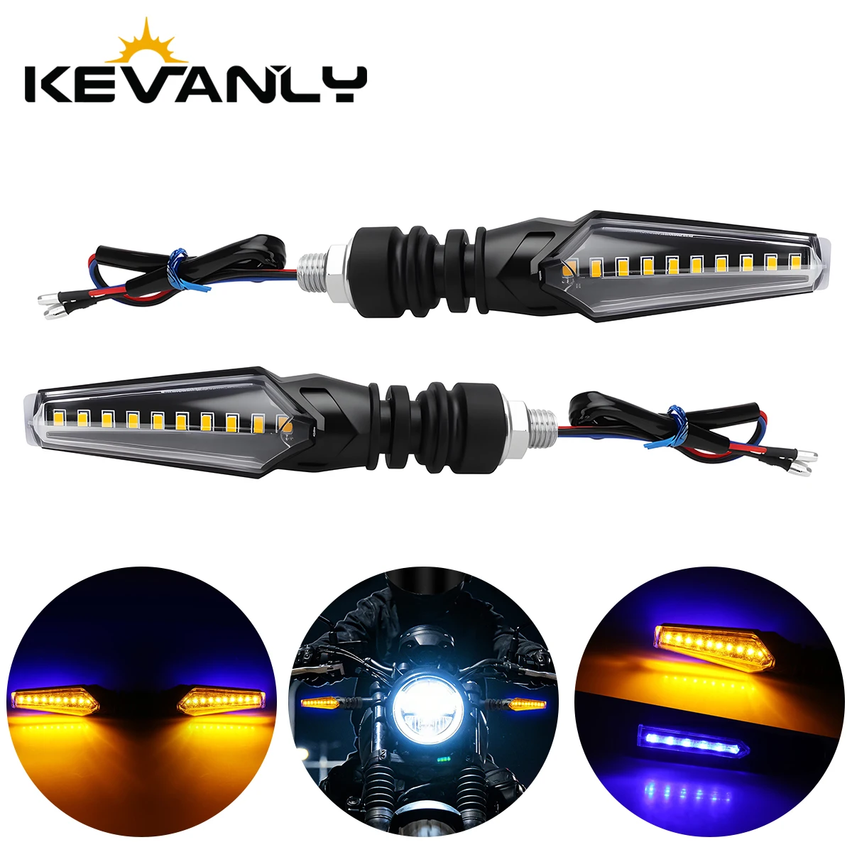 1/2pair Universal Motorcycle Turn Signal Lights Blue Amber Front Rear Indicator Lamps 12V for Italika KTM Kawasaki Yamaha Suzuki