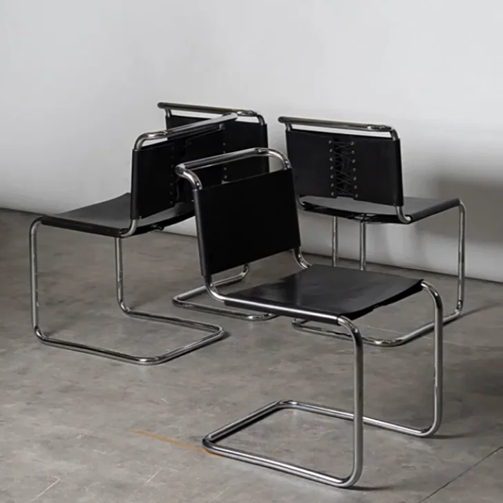 #Modern Minimalist Saddle Leather Cantilever Chair, Dining Chair, Homestay Hotel Reception Waiting Negotiation Office Chair