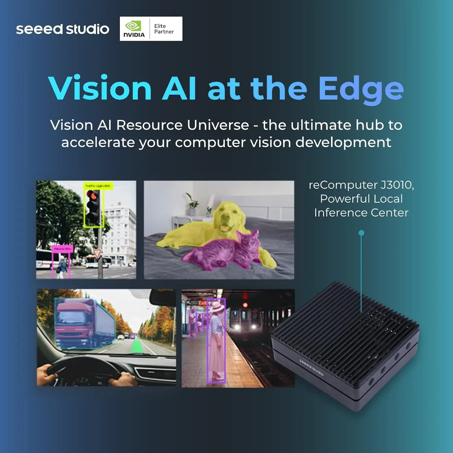 جهاز SeeedStudio NVIDIA Jetson Orin Nano 4GB Edge AI (يدعم وضع Super-reComputer J3010، 4xUSB 3.2، M.2 Key E&Key M Slot LB