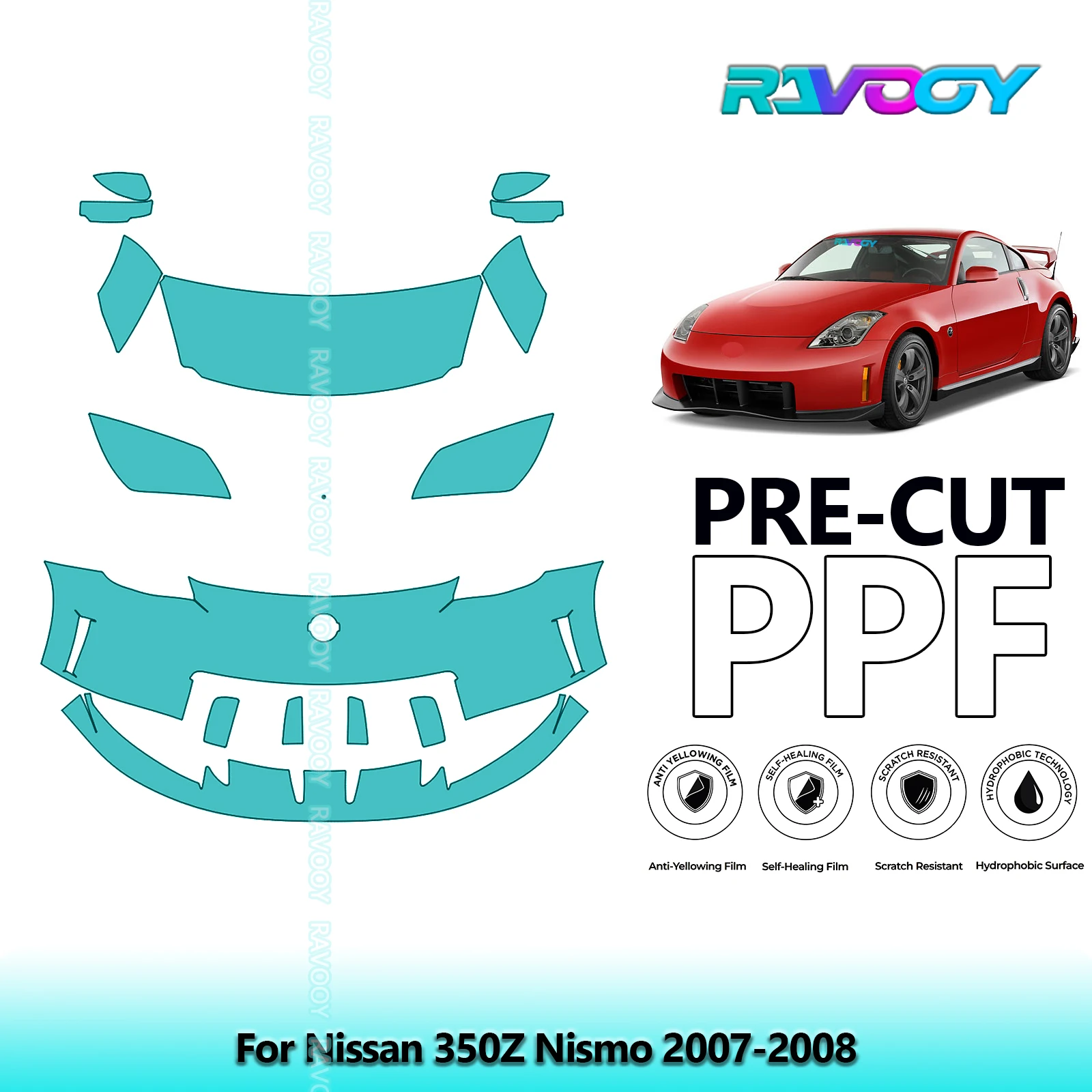 

Car Front Kit Clear Bra Precut PPF Paint Protection Film For Nissan 350Z Nismo 2007-2008