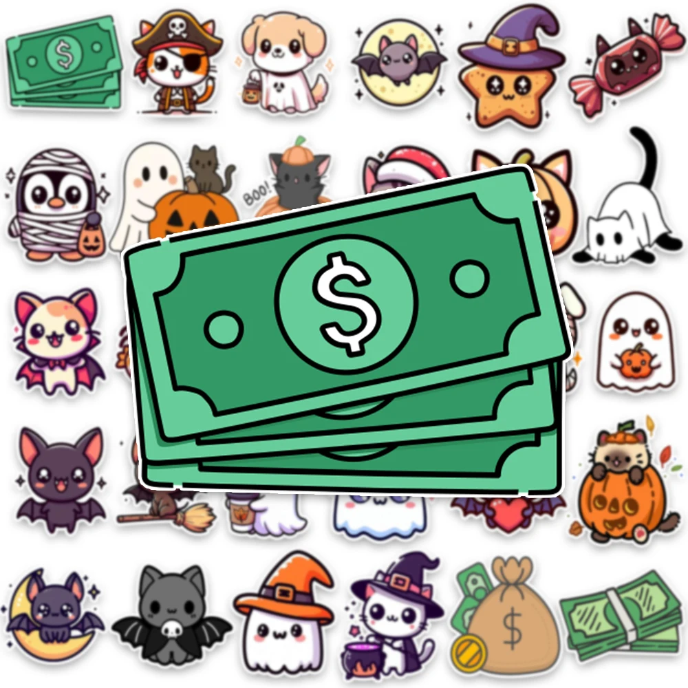 

All Saints Day Cartoon Magic Cat Sticker 30Pcs/set Money Pumpkin Ghost Diy Notebook Water Cup Suitcase Decoration Sticker
