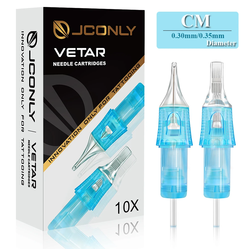 

10PCS JCONLY VETAR Tattoo Needle Cartridges CM 0.30MM/0.35MM Disposable Sterilized Safety Tattoo Needles for Tattoo Machine