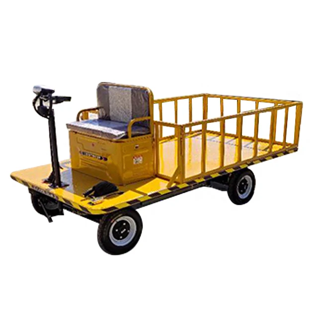 

Manufacture Factory Four Wheels Power Flat Cargo Industrial Hand Cart Electric Platform Trolleys