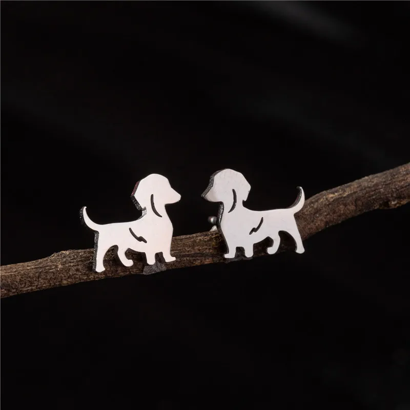 Multiple Stainless Steel Animal Stud Earrings Women Cute Poodle Bulldog Dachshund Earings Piercing Jewelry Chihuahua Dog Brincos