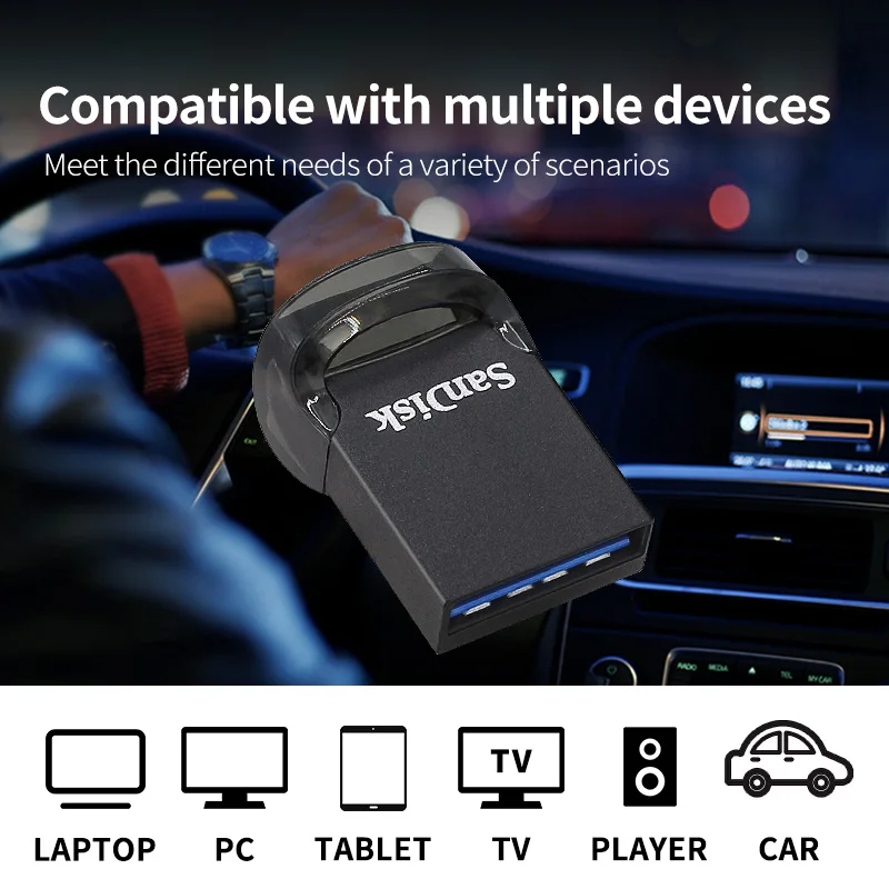 محرك أقراص سانديسك الصغير باللون الأسود CZ430 USB 3.2 محرك فلاش 16 جيجابايت 32 جيجابايت 64 جيجابايت 128 جيجابايت 256 جيجابايت ماكس 400 ميجا بايت/ثانية عصا ذاكرة عالية السرعة للعمل