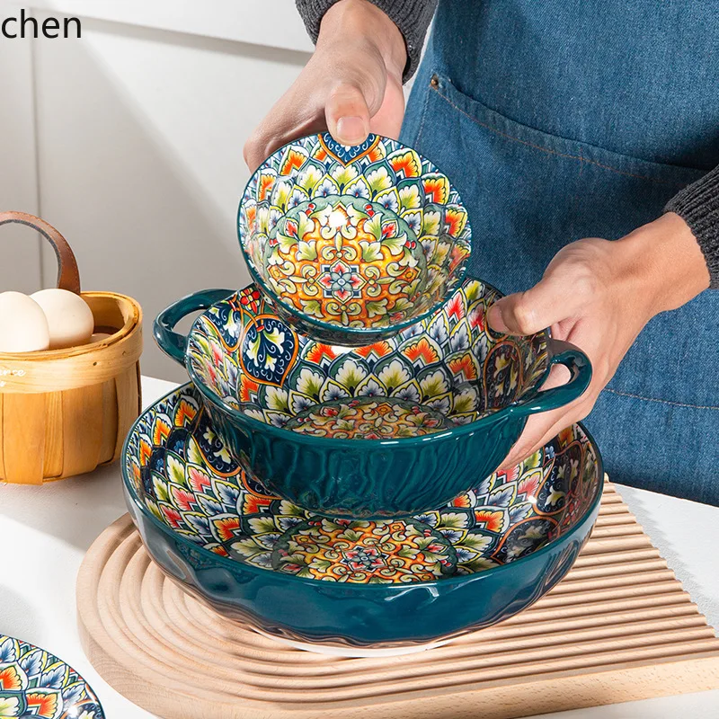 ceramic tableware bowls and plates hand-painted creative for home dishes