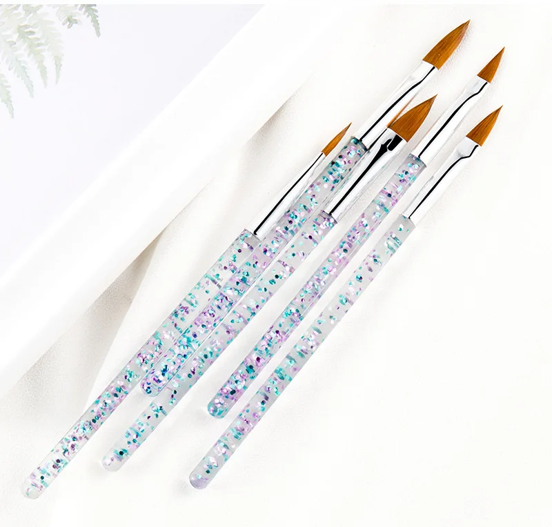 Newest 11/13/15/17/19mm Nail Art Crystal Brush UV Gel Builder Painting Dotting Pen Carving Tips Manicure Salon Tools