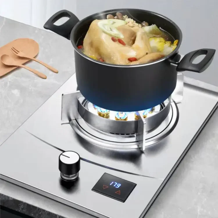 Portable embedded stainless steel single burner gas stove with timer