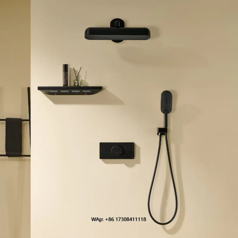 

Contemporary Hotel Bathroom Hidden Shower Faucet Set Polished Waterfall System Massage Spray Pattern