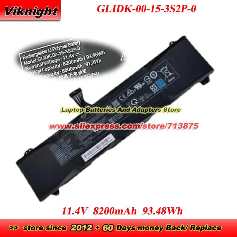 

GLIDK-00-15-3S2P-0 Battery 11.4V 8200mAh 93.48Wh BATRGKIDT3-6102 For ADATA XPG Xenia 15 for Intel Nuc X15 KC57 Laptop Battery