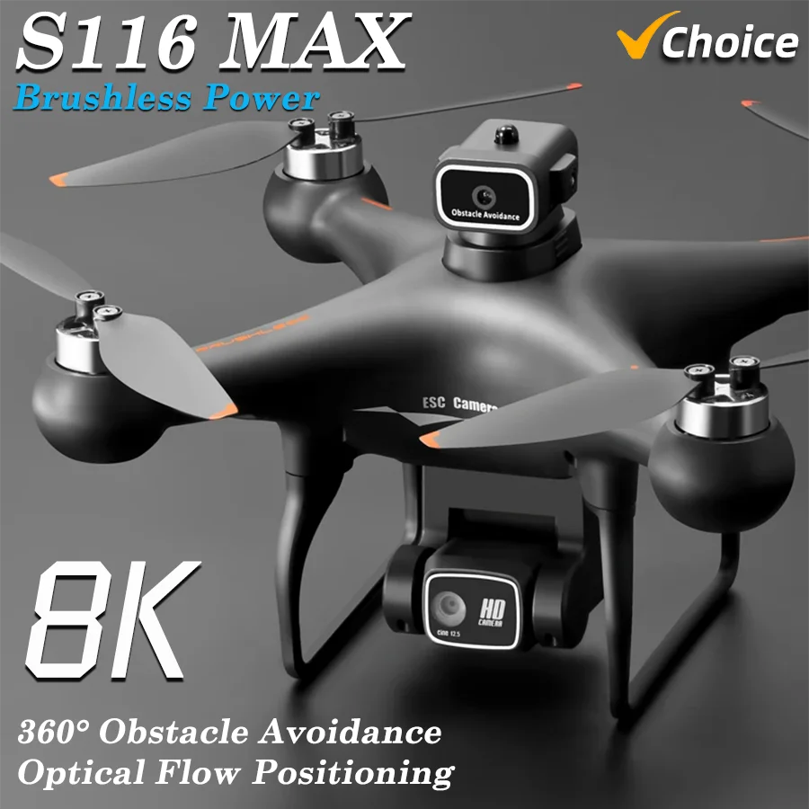 S116 MAX Elf GPS 드론 전문 5G 8K 듀얼 ESC 카메라, 광학 흐름 브러시리스 360 ° 장애물 회피 와이파이 FPV RC 드론 장난감