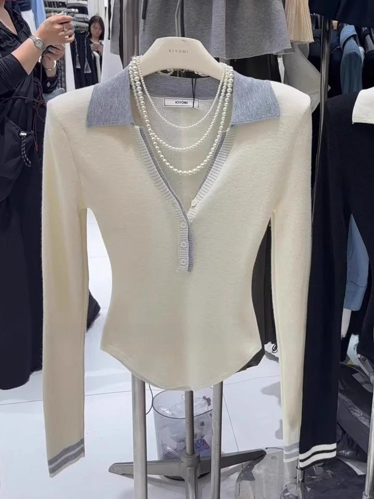 

Трикотаж для похудения, воротник с подкладкой, цветной Blo Sweet Sle, женский модный осенне-зимний свитер для девочек, длина