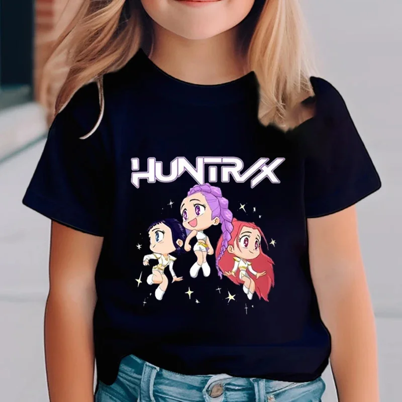 Kpop Demon Hunters Abbigliamento per bambini T-shirt a maniche corte Carino Kpop Demon Hunters Tiger Harajuku Tshirt per ragazzi e ragazze