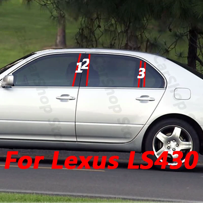

For Lexus LS430 Car Glossy Door Central Window Middle Column Strip PC Pillar Decoration Accessories Cover