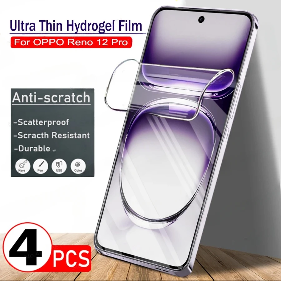 4PCS Full Cover Hydrogel Film For OPPO Reno 12 Pro Slim Screen Protector Reno 11 10 9 8 7 6 5 Pro Plus Lite 8T 12 F 5G Not Glass