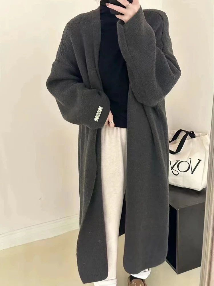 

Thicked Length Cardigan Coat For Women Long Sleeve Loose Fashion Multicolour Sweater Jacket 2023 Autumn Winter New X453