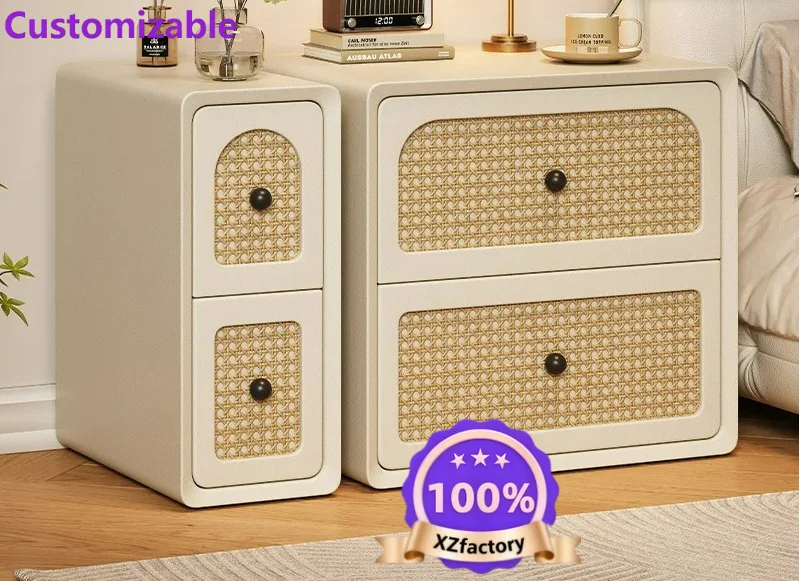Factory Direct 2026 Bedside table Household bedroom Solid wood small storage cabinet Creative bedside side cabinet Simple crevic