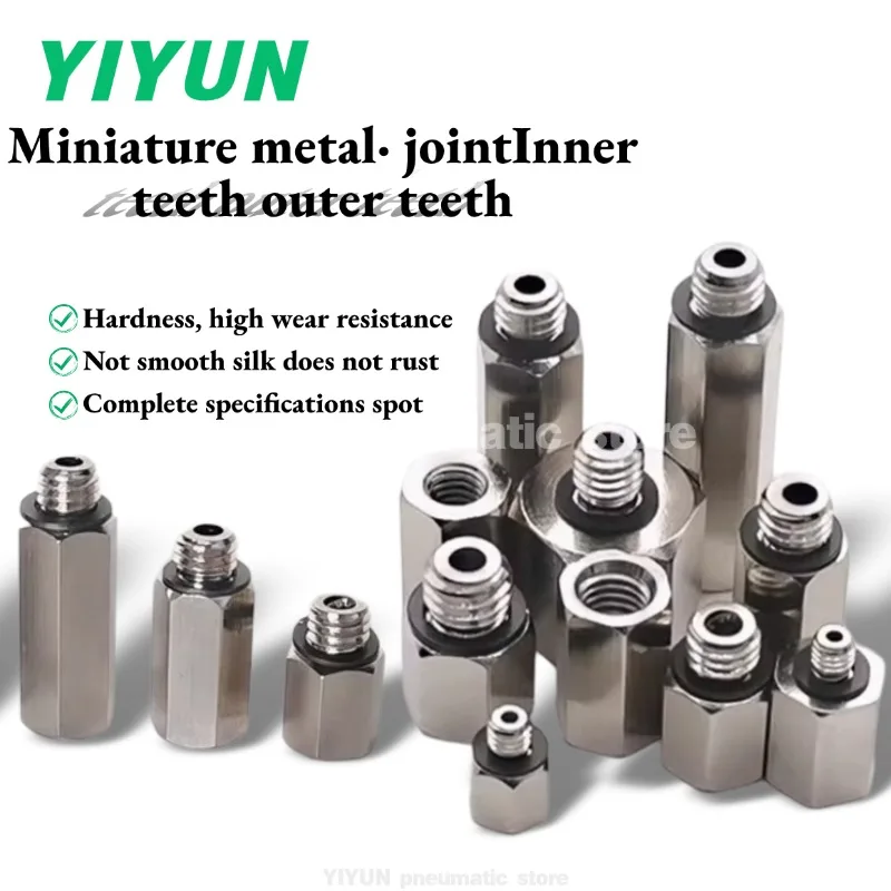 Pneumatic Tools Metal Connector through M5 Inner and Outer Teeth through M-5J M5 Adapter to Lengthen Inner Teeth M-5F