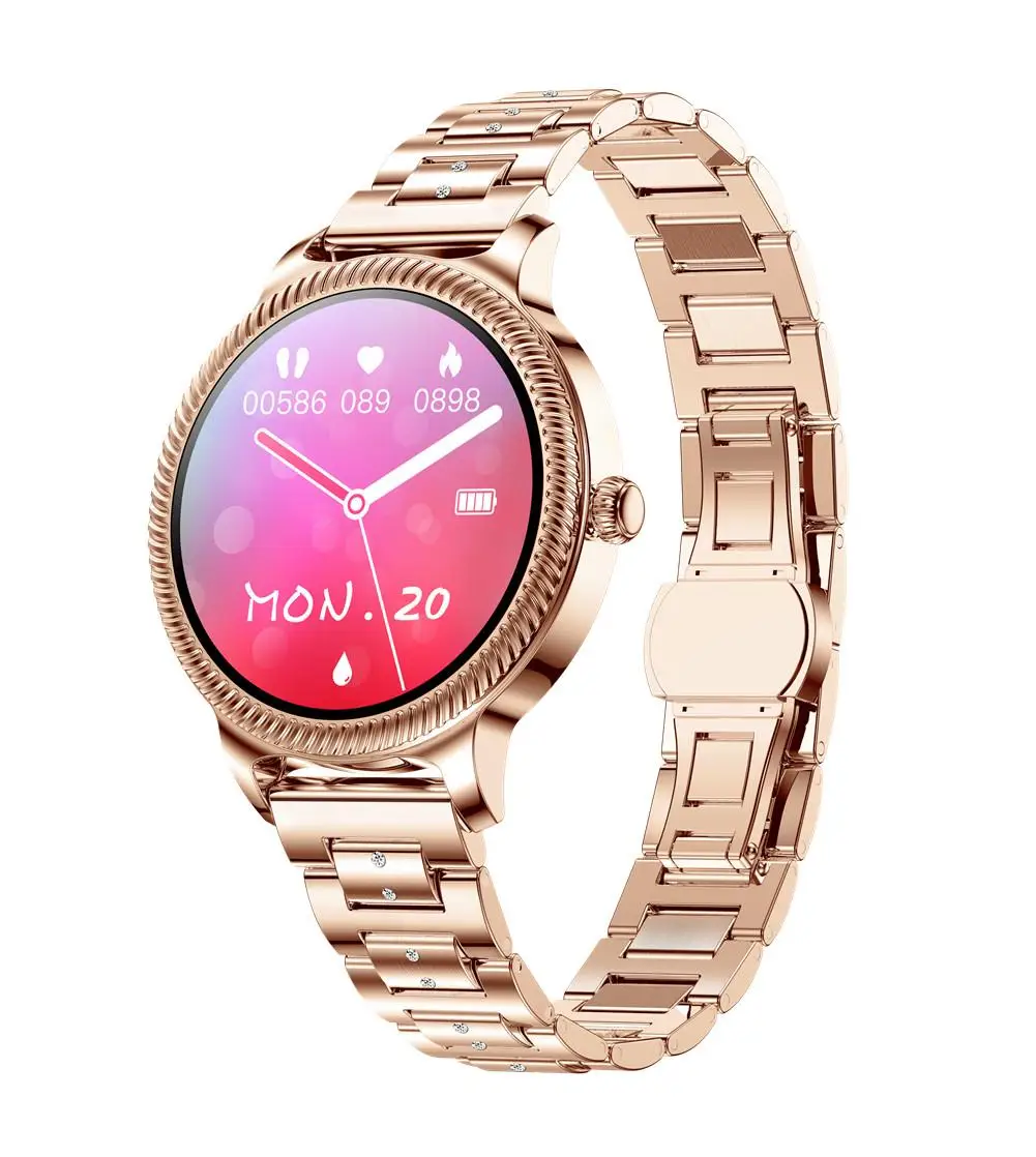 

Women Ladies Smart Watch Sports Fitness Tracker Stainless Steel Wristwatch Sleeping Monitor for Android iOS Smart Phones