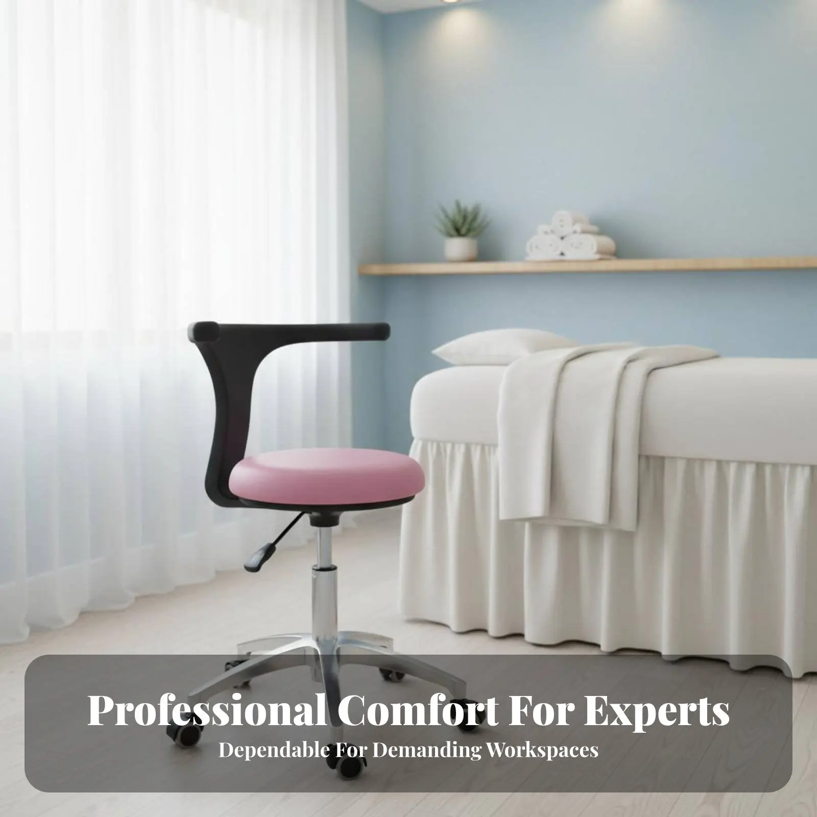 

Регулируемое кресло на колесиках с поворотом на 360 градусов, вращающееся кресло для специалистов, легко чистится, прочное, для медсестер