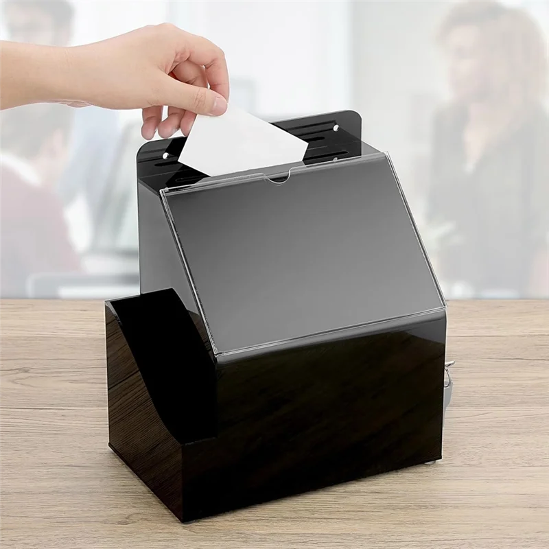FORW-Acrylic Suggestion Box With Lock Wall Mounted Acrylic Donation Box With 5X7inch Sign Slot Office Ballot Boxes