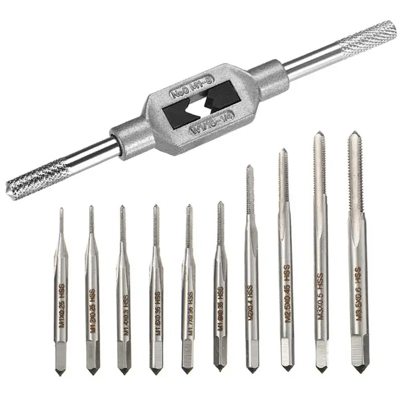 SDFC 10Pcs Micro-Taps Bit Small Hand Thread Taps M1-M3.5 HSS Mini Metric Plug Tap Tap Drill Tapping Tool
