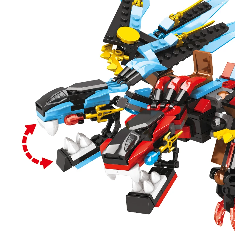 400 pezzi, set di giocattoli da costruzione Dragon a doppia testa, giocattolo educativo da costruzione per bambini, regalo di Natale, regalo di compleanno