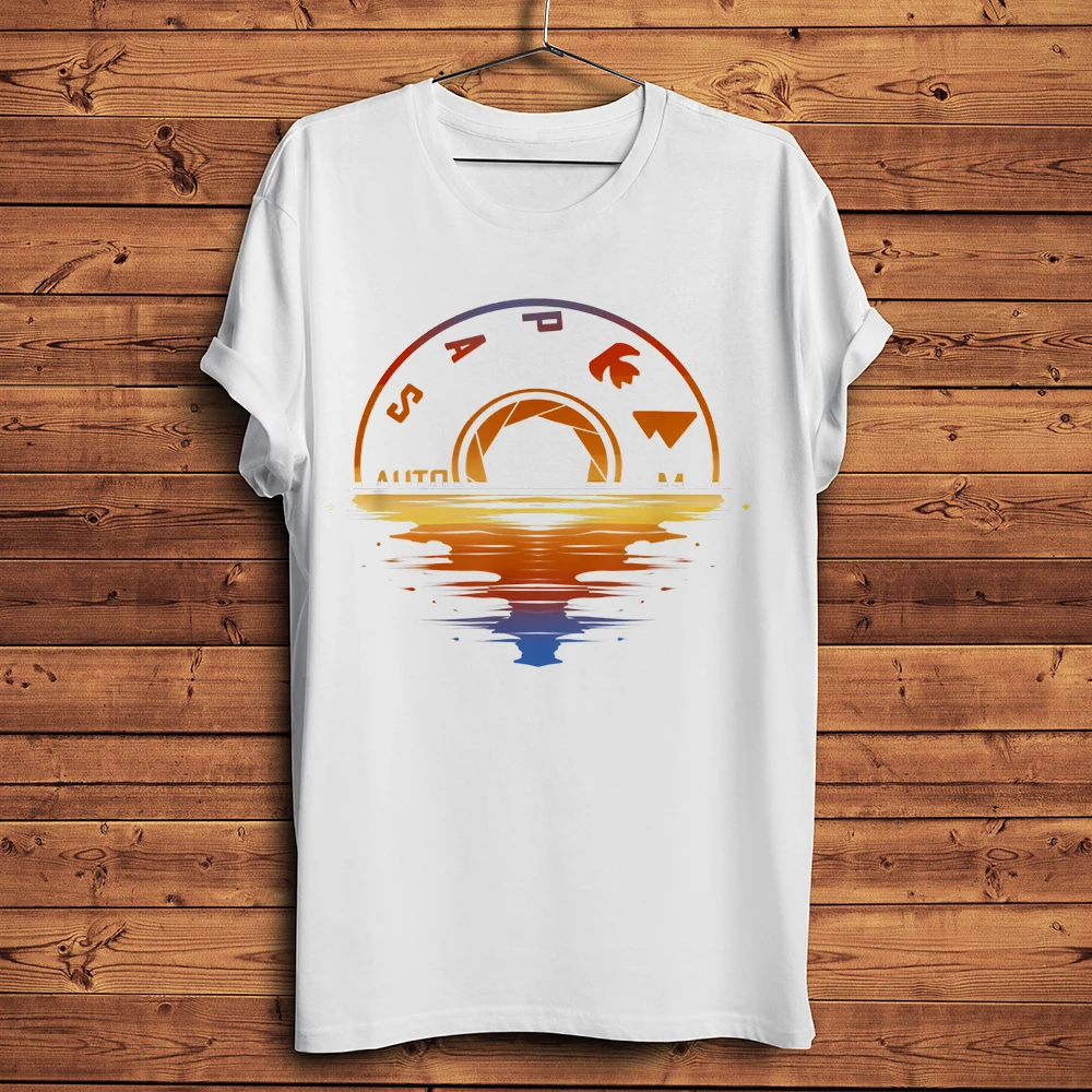 Fresh style watercolor camera design t shirt man tops Tees short sleeve O-neck Breathable T-shirt white unisex casual tshirt