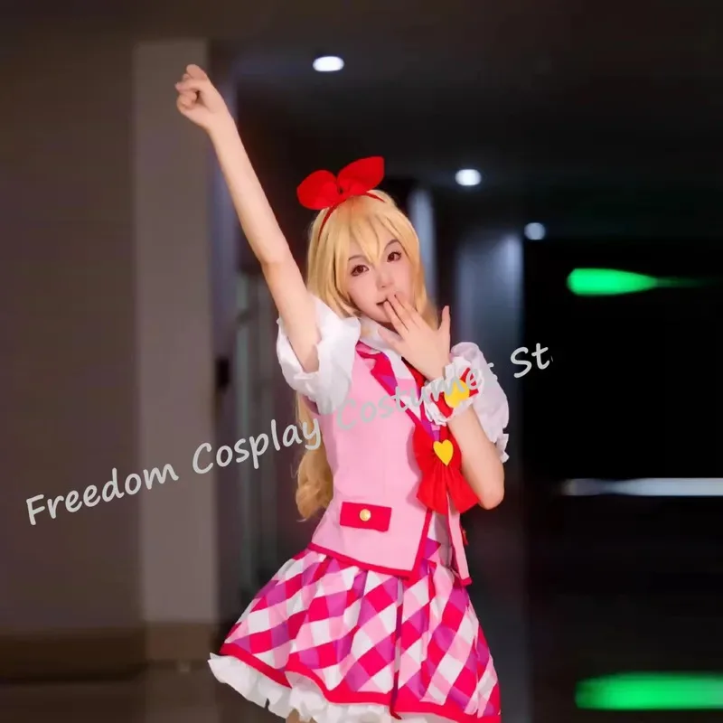 2025 ¡Buen anime Aikatsu! Disfraz de Cosplay, vestido de lolite, peluca de Hoshimiya Ichigo, diadema para mujer, parte de Halloween
