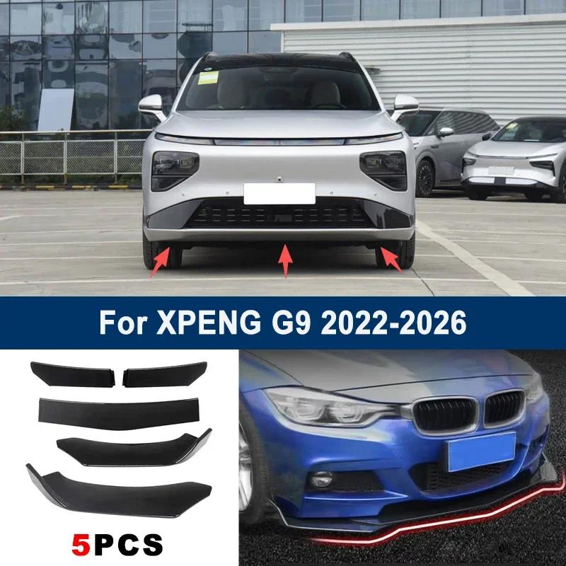 

Adjustable 5Pcs Sectional Front Spoiler Lip For XPENG G9 2022-2026 Front Bumper Splitter Car Exterior Sport Body Kit