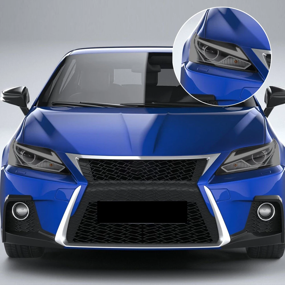 TPU Car Headlight Protective Film for Lexus CT200h 2011-2022 High-Gloss Smoke Black Pre-Cut Anti-Scratch Vinyl Wrapping Film Kit