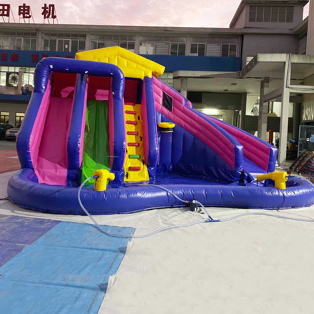 Backyard Splash Inflatable Bouncy Castle Outdoor Water Park For Kids With Pool Slide