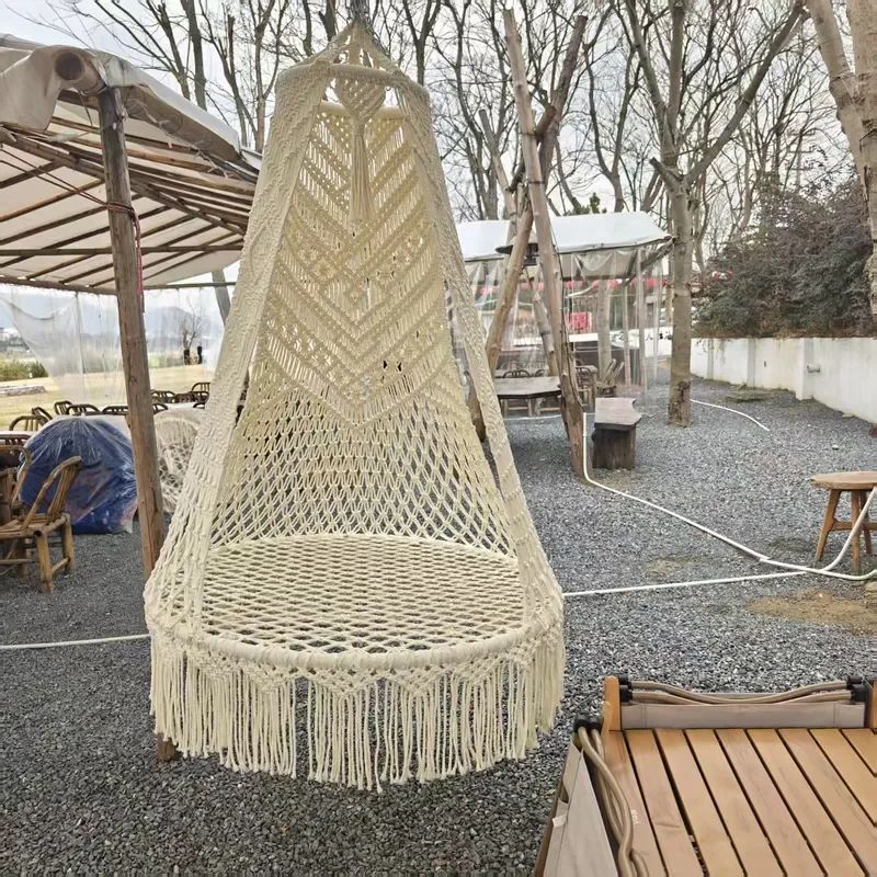 Handmade Rope Hammock Chair Indoor Swing for Bedroom Balcony Outdoor Courtyard Lazy Cradle Hanging Seat Home Decor Furniture