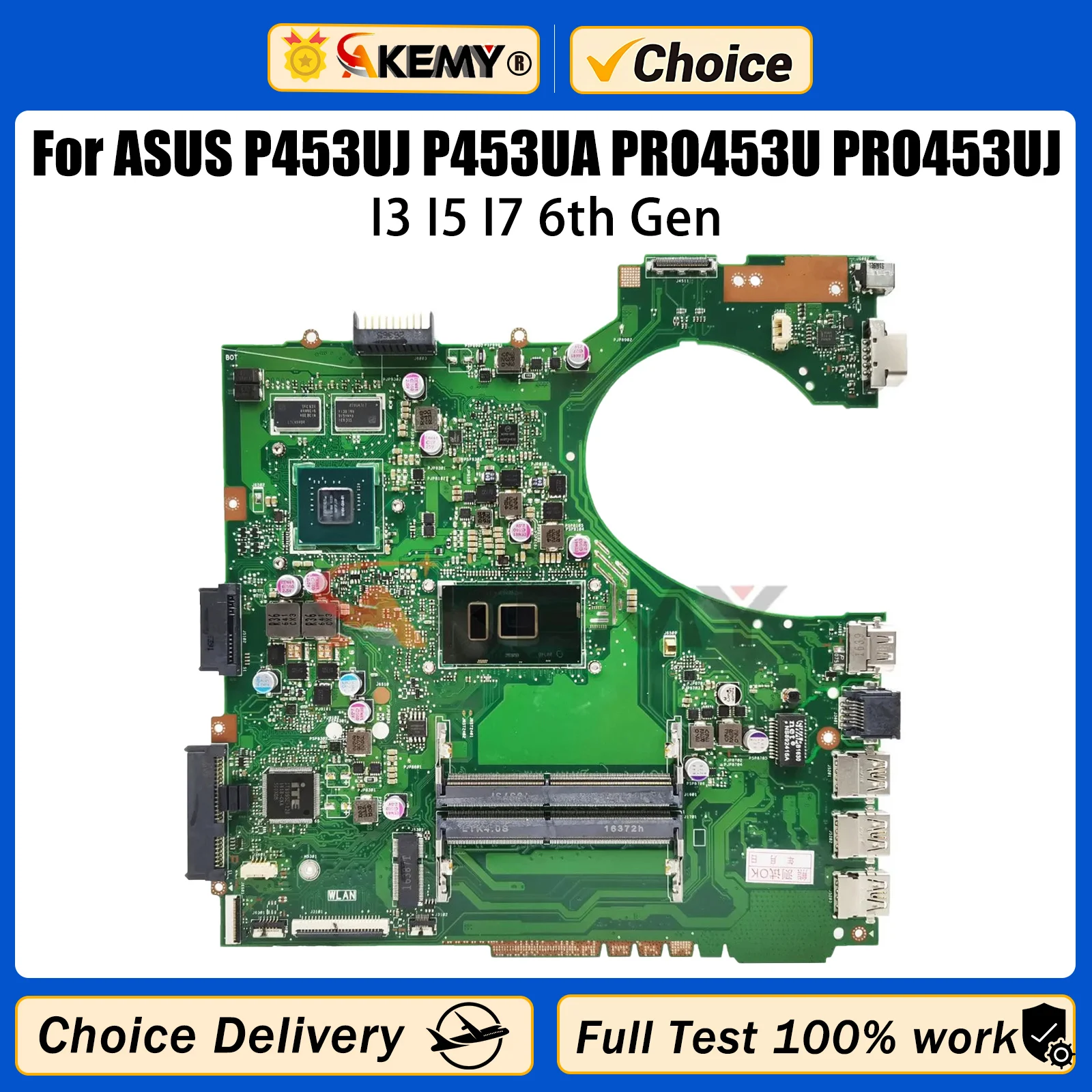 

Akemy P453UJ Mainboard For ASUS P453UA PRO453U PRO453UJ Laptop Motherboard I3 I5 I7 6th Gen CPU UMA OR GT920M 2G Tested Work