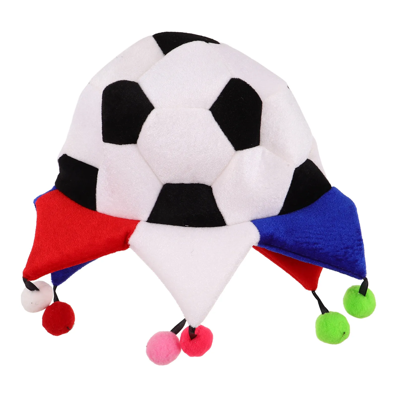 Cappello da festa per tifosi di calcio, design a forma di pallone da calcio, copricapo con visiera per adulti e adolescenti, allegro e traspirante, per celebrazioni sportive.