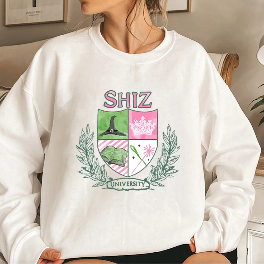 Wicked Musical Shiz University Sweatshirt Wizard shirt Witch Pink and Green Pullover Streetwear Trendy Long Sleeves Sweatshirts