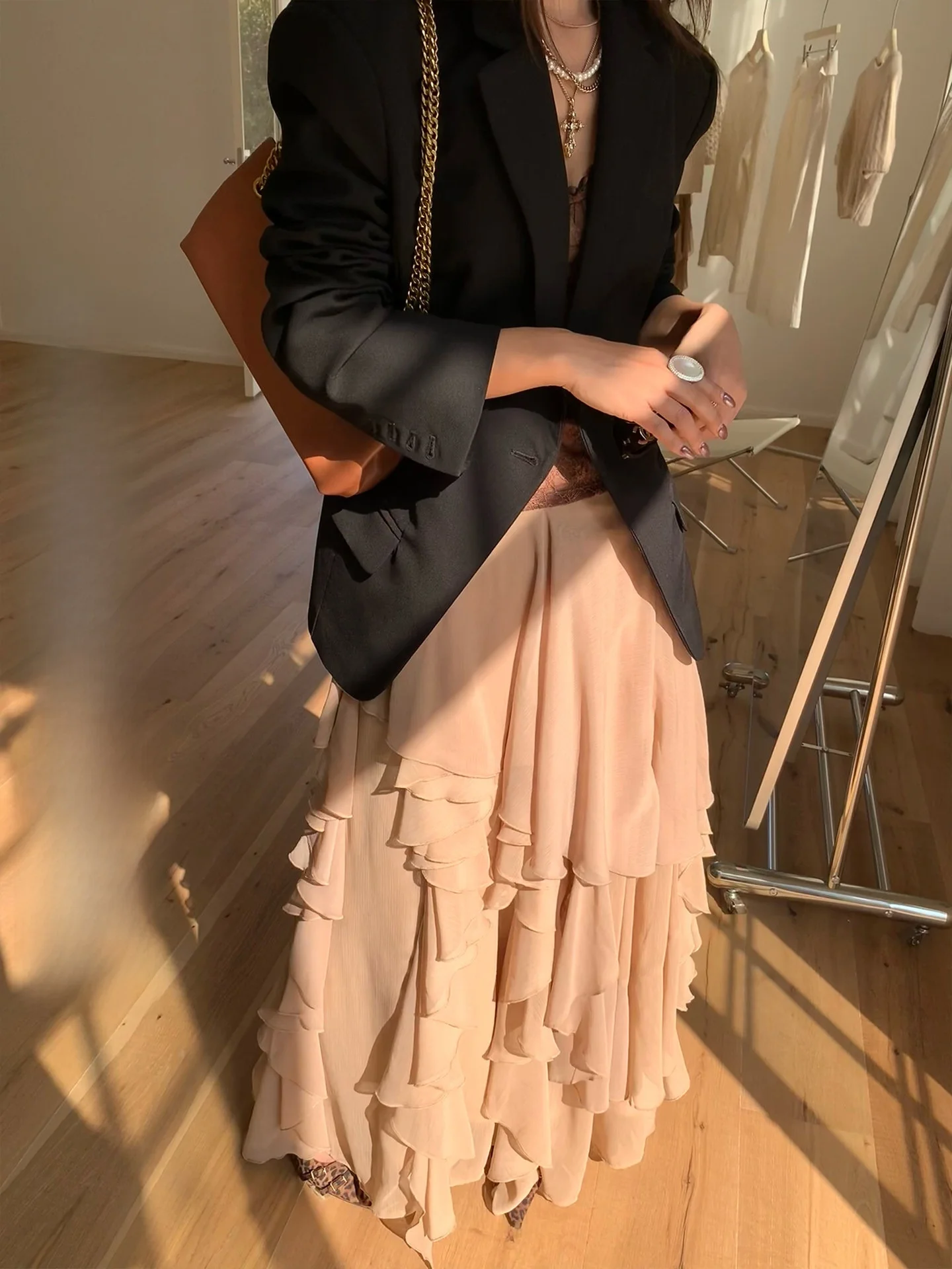 

Romantic Sle f-length Skirt with Multiple Lace s for Women Slimming Multi-layer Cake Skirt Versatile Daily Wear Poly...